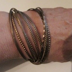 Vintage engraved stamped bronze 10 Intertwined Bracelet